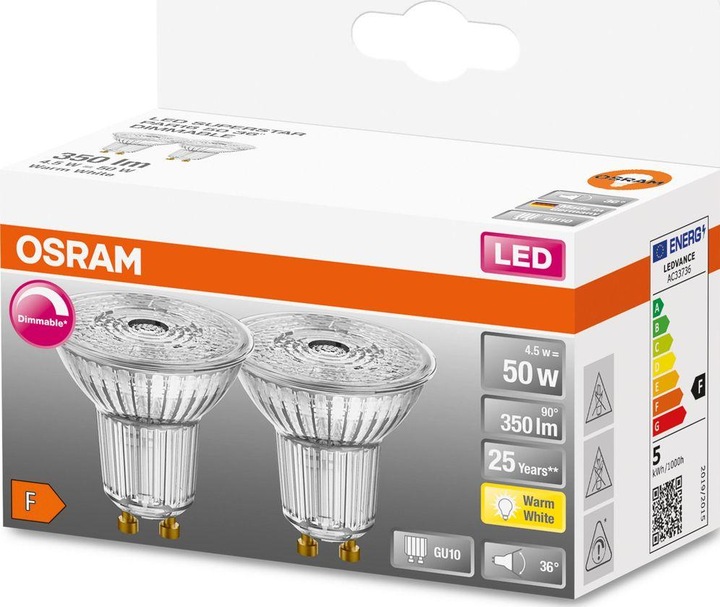 Produktbild Osram Led Superstar Par16 (GU10, 4.50 W, 350 lm, 1 x, F)