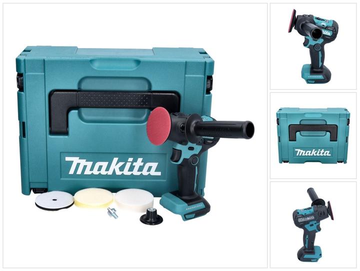 ohne Ladegerät, 1x Makita DPV 300 Akku Schleifer Polierer 18 V 50 / 80 mm Brushless + Makpac - ohne Akku