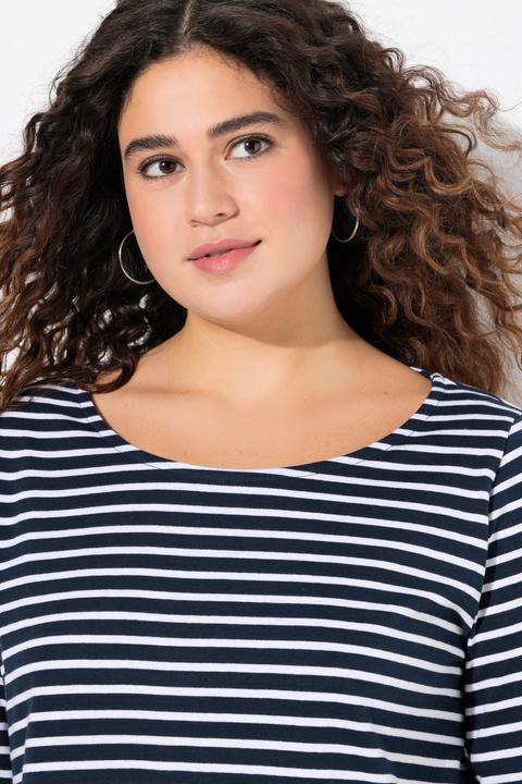 Image du produit Ulla Popken T-shirt rayé. Manches 3/4 et col rond. Coupe Classic (54)