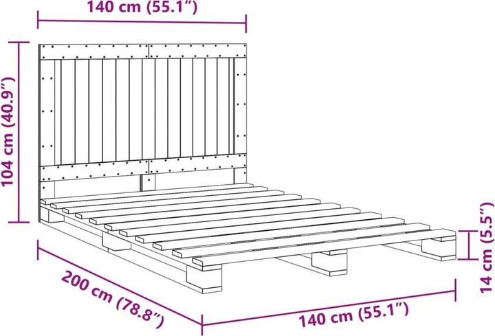 Image du produit vidaXL Bettgestell (140 x 200 cm)