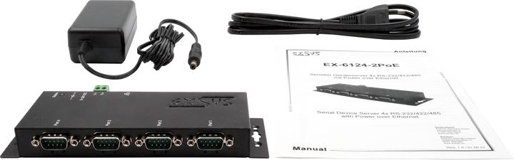 Actual product image Exsys Serial Device Server 4x RS232/422/485, PoE