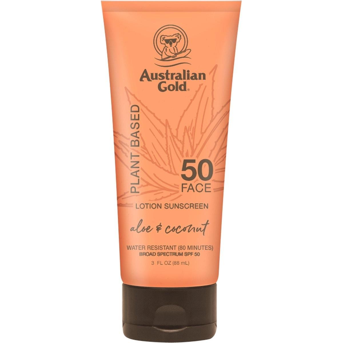 Australian Gold, Crema solare, Lozione viso a base vegetale SPF50 88ml (Crema solare viso, SPF 50, 88 ml, 88 g)
