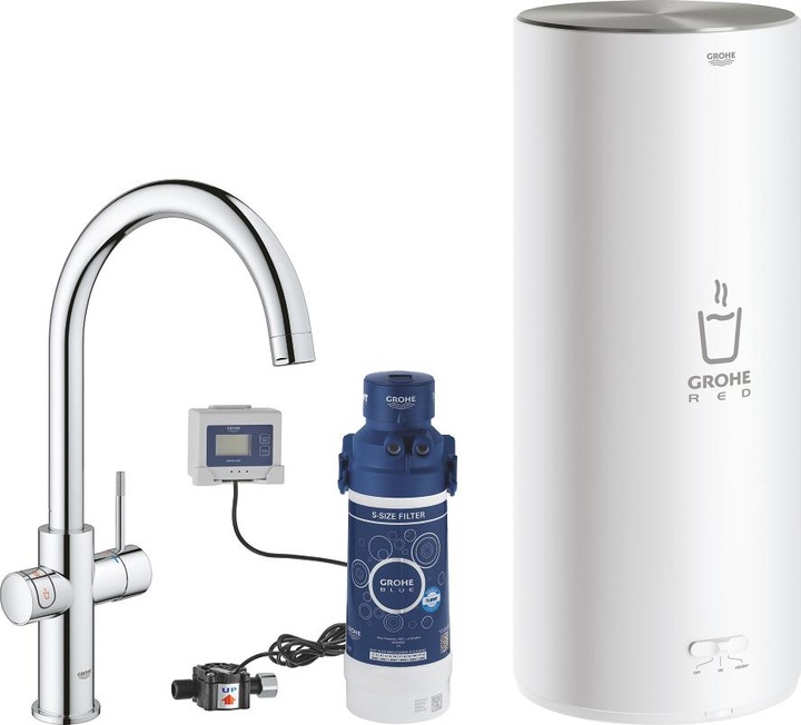 Produktbild Grohe Küchenarmatur mit Filterfunktion und kochend heisses Wasser GROHE Red Duo chrom glänzend 30079001