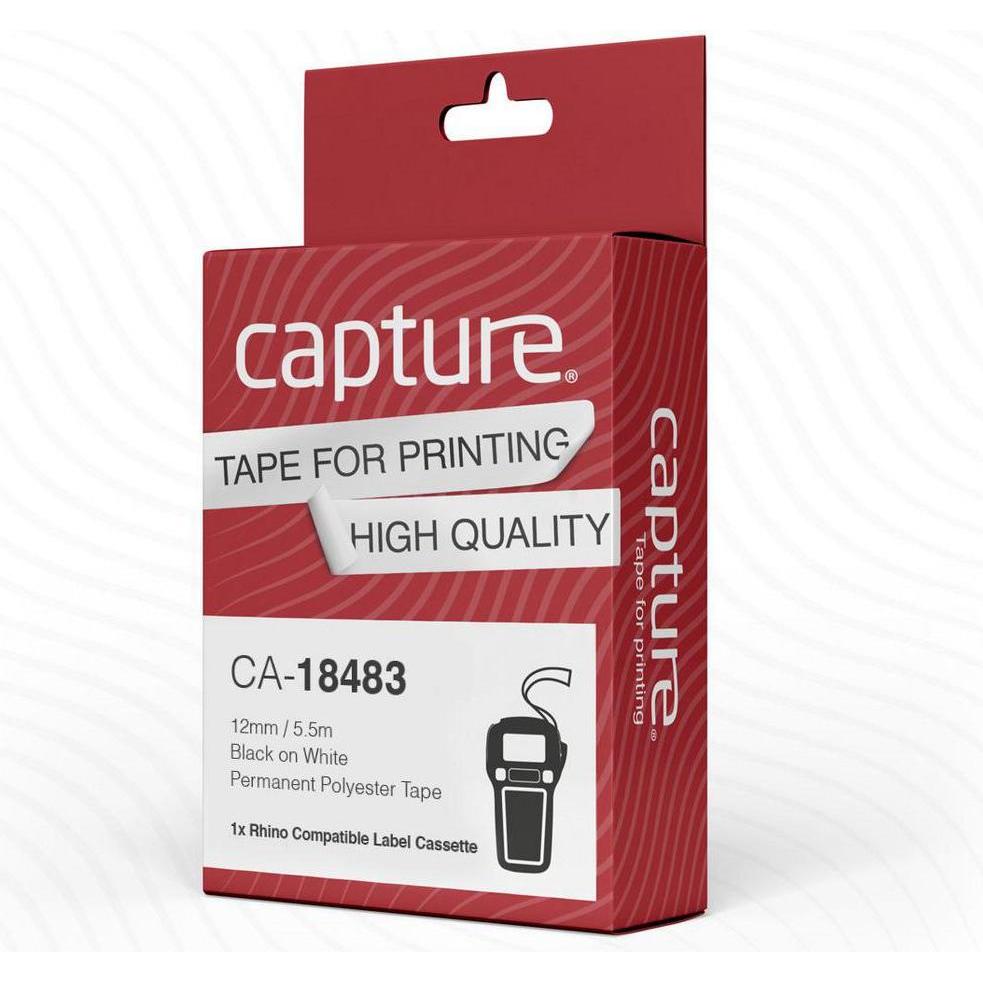 Thumbnail - Capture, Etiketten, 12mm x 5.5m Black on White