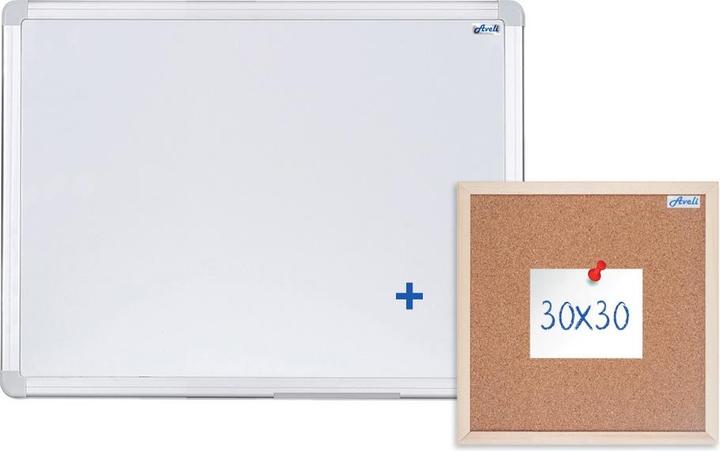 Actual product image Aveli Magnetisches Whiteboard 60x45 cm, Aluminiumrahmen + Kork-Pinnwand 30x30 cm (60 x 45 cm)