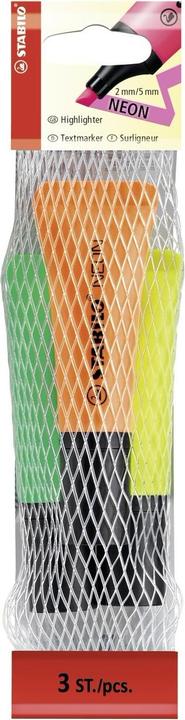 Actual product image STABILO Highlighter - NEON - pack of 3 - yellow, green, orange (3 colours, 5 mm, 3 x)