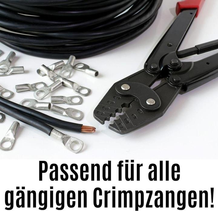 Produktbild Kalitec 10 Stück HR4-8 Handelsübliche Rohrkabelschuhe 4mm² M8 I ohne Sichtloch I Made in Germany