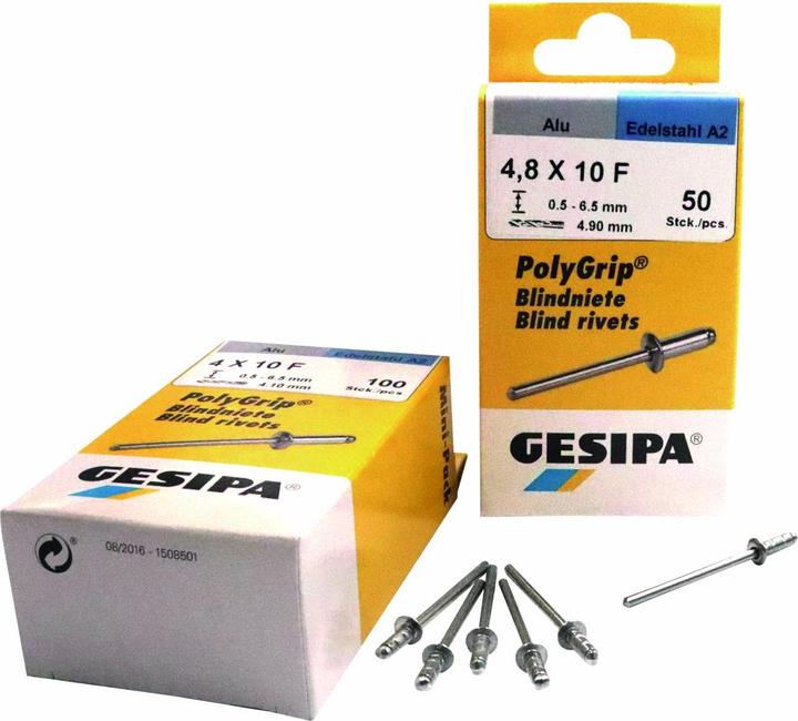 Produktbild Gesipa Blindniet PolyGrip® Nietschaft dxl 4,8x10,0mm K16 Alu/Stahl 25 St.