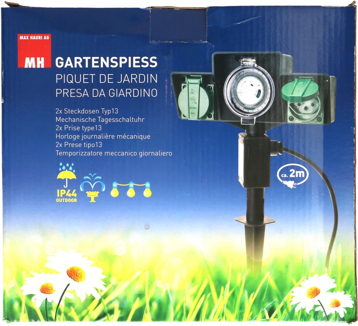 Image du produit Max Hauri Piquet de jardin 2x type 13 avec minuterie IP44