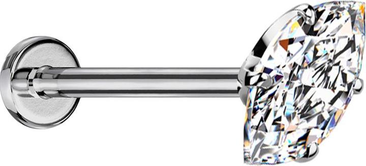 Produktbild Star Piercing Micro Threadless Labret silber mit Oval Kristall silber gefasst (Titan)