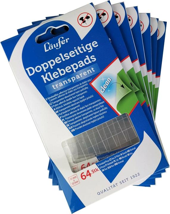 Actual product image Läufer Adhesive pad double-sided, 10 mm x 10 mm, 64 pieces
