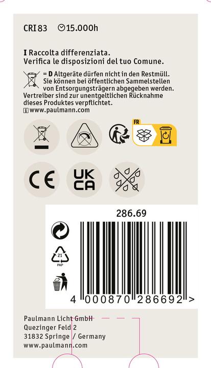 Image du produit Paulmann AGL avec miroir de tête (E27, 4.80 W, 580 lm, 1 x, E)
