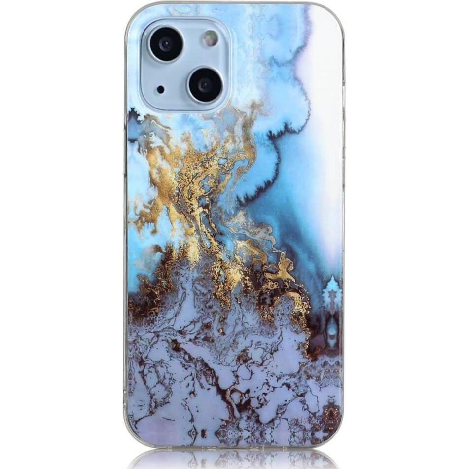 Cover-Discount iPhone 14 Plus - Silikon Gummi Case Blue Marble (Apple iPhone 14 Plus), Smartphone Hülle, Blau