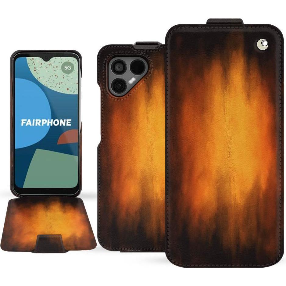 Thumbnail - Noreve Lederschutzhülle vertikal (Fairphone 4), Smartphone Hülle, Violett