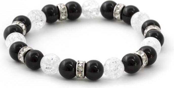 Beneto Bead bracelet made of onyx and crystal MINK74 / 18 (L)
