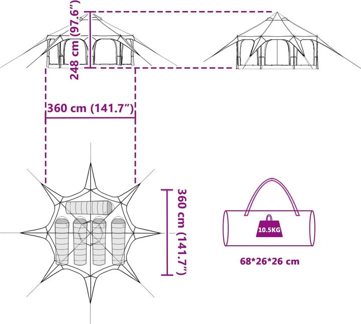 Actual product image vidaXL Campingzelt (10.50 kg, 5 persons)