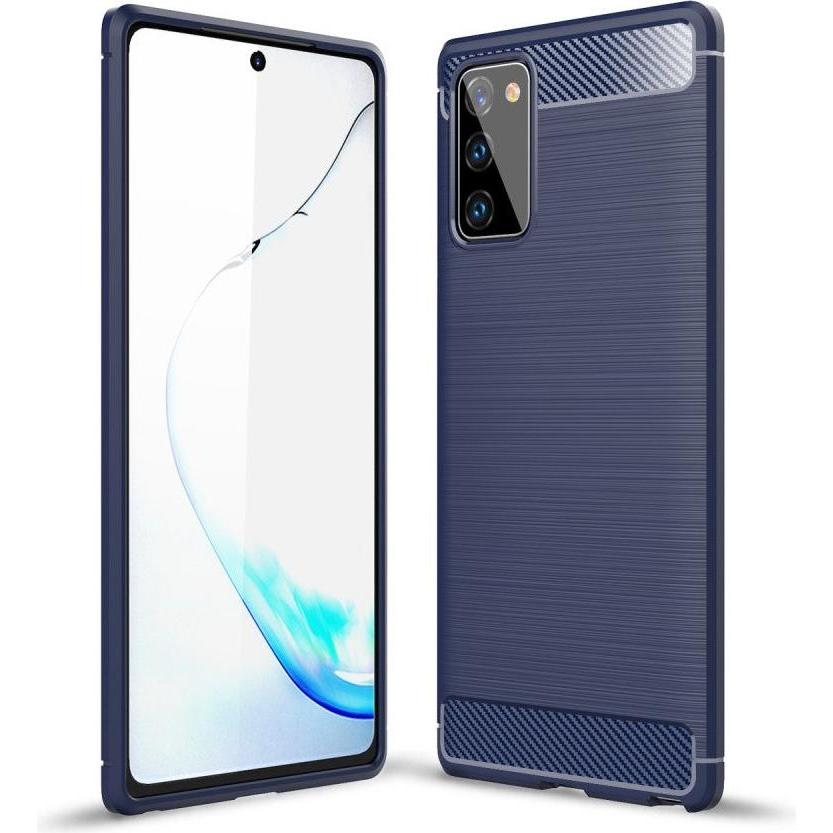 Cover-Discount Galaxy Note 20 - Metall Carbon Look Gummi Hülle dunkelblau (Samsung Galaxy Note 20), Smartphone Hülle, Bl...