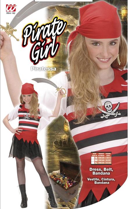 Image du produit Widmann Piratenkostüm Mädchen mit Kleid, Gürtel, Kopftuch (128)
