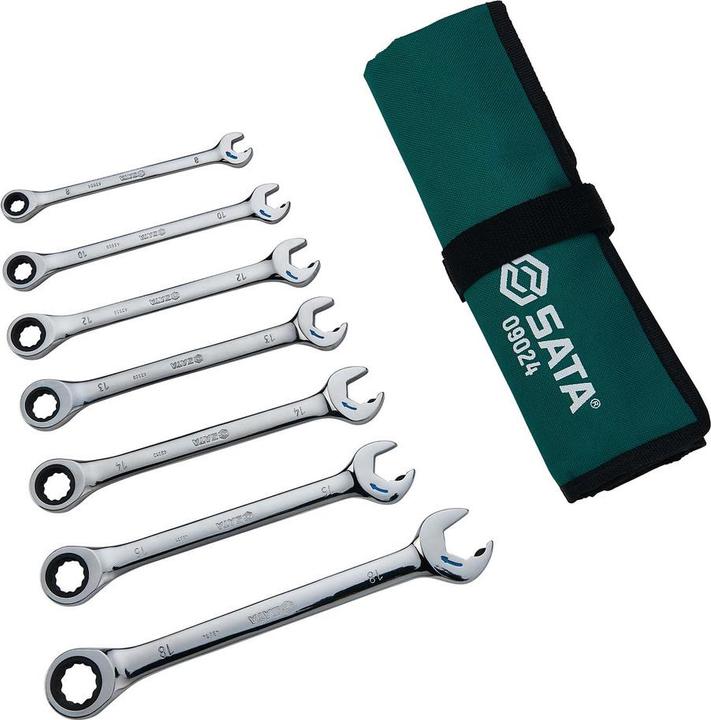 Actual product image SATA Ratchet combination spanner set, 7 pieces, 8-18 mm (18 mm, 8 mm, 10 mm, 14 mm, 11 mm, 12 mm, 17 mm, 15 mm, 13 mm, 9 mm, 16 mm)