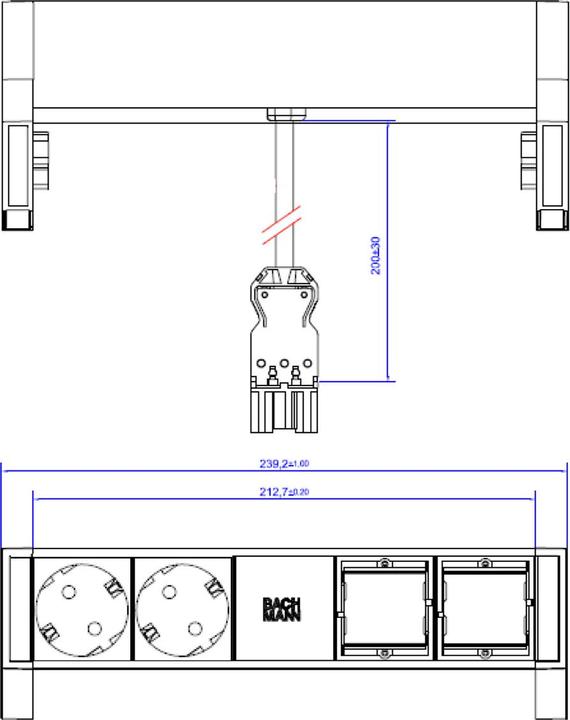 Produktbild Bachmann DESK2 - 2xSchuko & 2xEmpty (2 x, CEE 7/3, 0.20 m)
