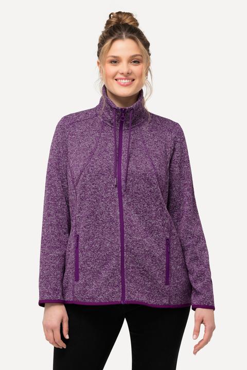 Image du produit Ulla Popken Veste en maille polaire, motif losantes, col montant et poches zippées (62)