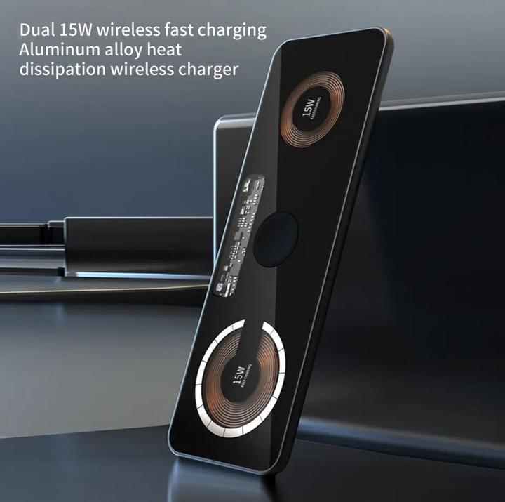 Produktbild PhoneLook 3in1 futuristische wireless MagSafe Ladestation Cyberpunk 2x 15W für iPhone, AirPods & Qi Smartphone