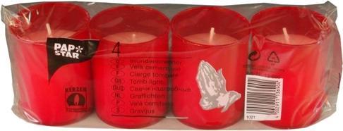 Image du produit Papstar Bougie funéraire "Brûleur d'heures" enveloppe rouge (4 pcs)