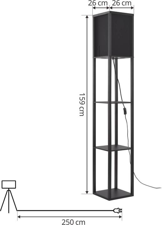Produktbild Lindby Birta Stehleuchte mit Ablage, Holz, schwarz (E27)