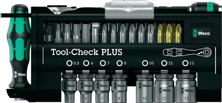 Actual product image Wera Tool-Check PLUS (Hexagon socket TX M10, Hexagon socket TX M15, Hexagon socket TX M30, Cross Phillips PH M1, Cross Phillips PH M2, Hexagon socket TX M25, Cross Pozidriv PZ M1, Cross Pozidriv PZ M2, Cross Phillips PH M3, Cross Pozidriv PZ M3, Hexagon socket TX M20, Hexagon socket TX M40)
