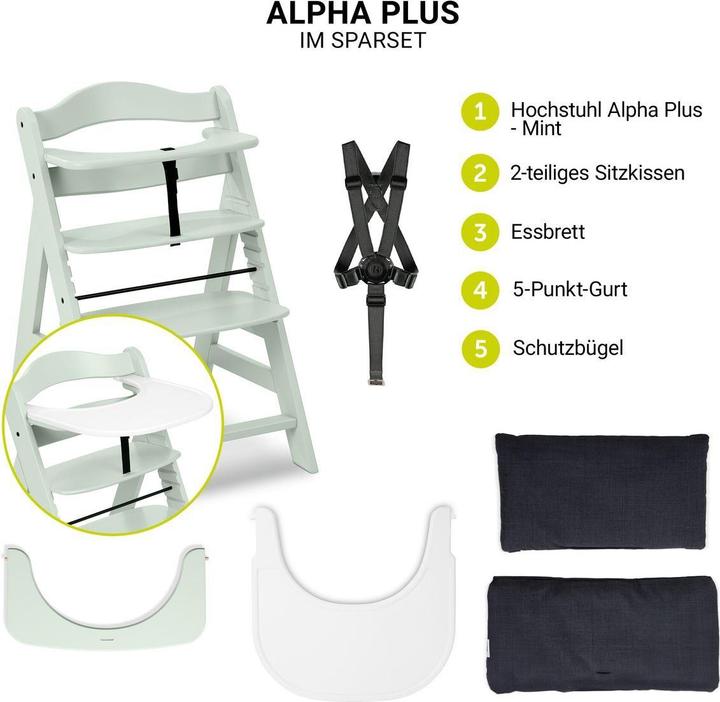 Actual product image Hauck Hochstühle Hochstuhl Alpha Plus Mint - im Sparset inkl. (Highchair)