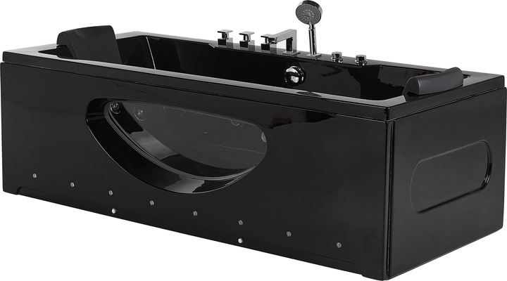 Actual product image Beliani Whirlpool bath black rectangular with LED 170 x 80 cm HAWES (197 l, 170 cm, 80 cm)