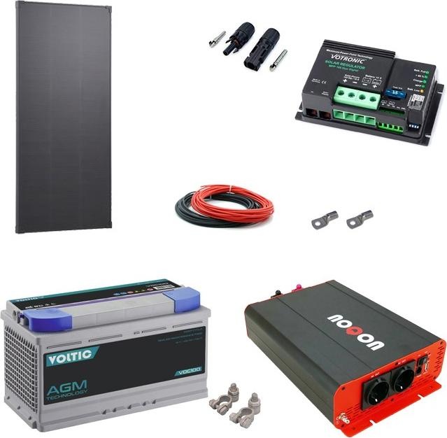 Immagine prodotto Noqon Sistema solare impostato 110W con batteria 100Ah (AGM) e inverter 1000W (110 W)