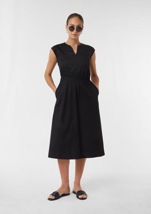 Image du produit Comma Kleid Midikleid aus Popeline mit V-Ausschnitt und Elastikbund (34)