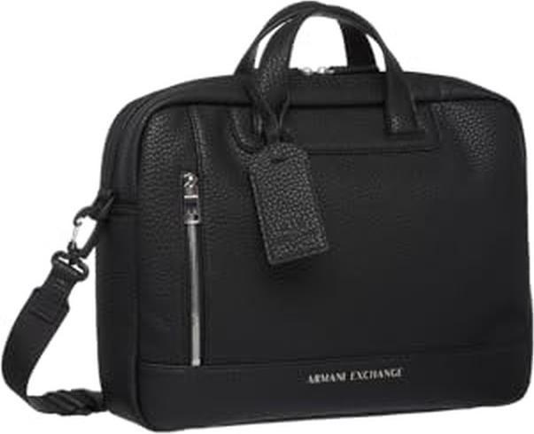 Actual product image Armani Exchange Essential Double Zip Briefcase with Silver Logo