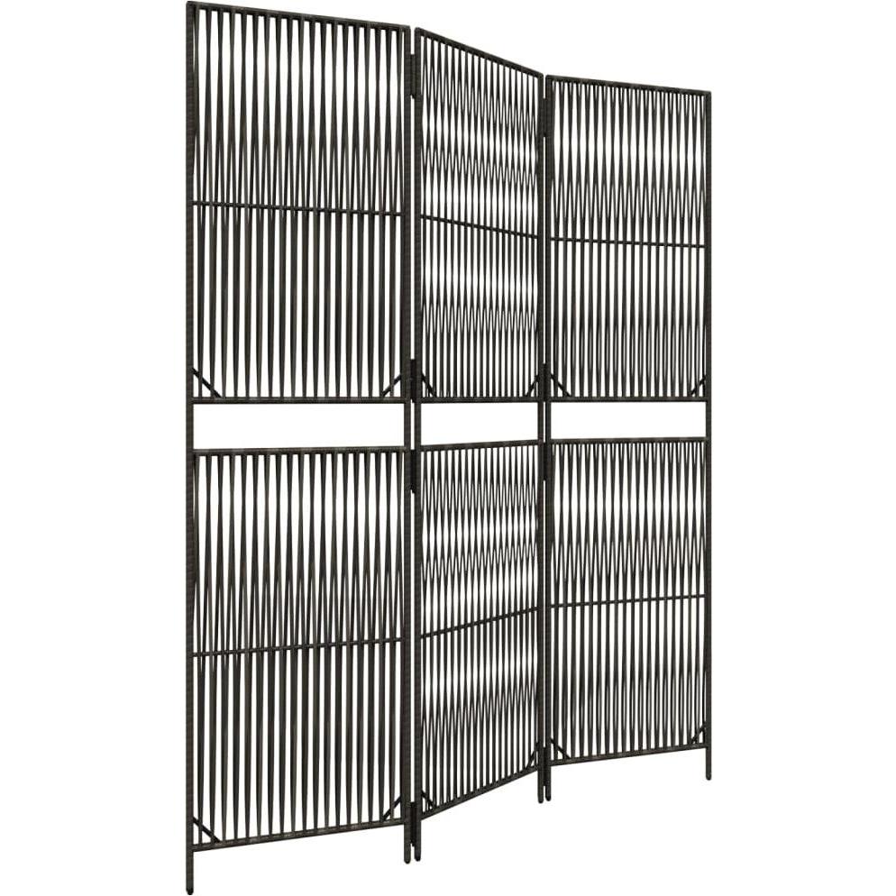 VidaXL, Paravent + Raumteiler, Paravent 3-tlg. Grau Poly Rattan,Farbe: Grau,Material: Poly