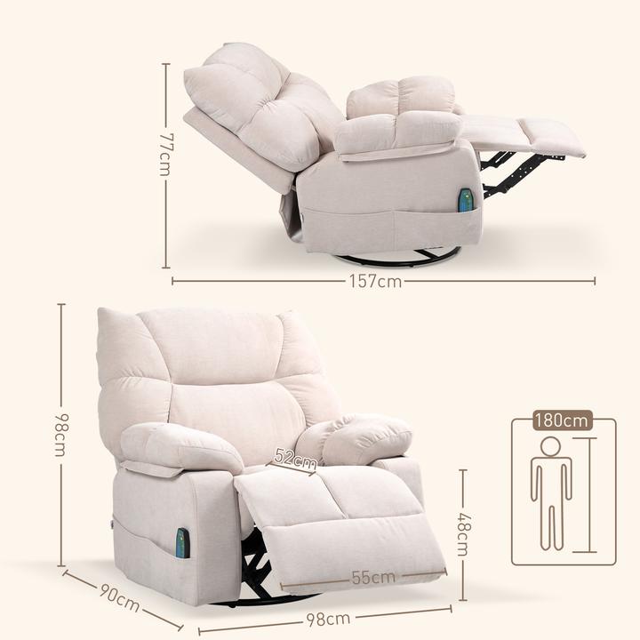 Image du produit Homcom Massagesessel Polyester, Schaumstoff Beige