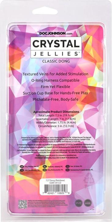 Produktbild Doc Johnson Classic Dong - 7.5 / 19,1 cm - Rainbow