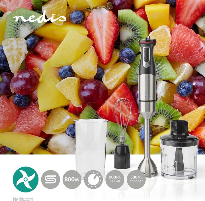 Produktbild Nedis Stabmixer | 800 W | Geschindigkeitseinstellung: variable Geschwindigkeitskontrolle | Hubschrau (EU-Stecker)