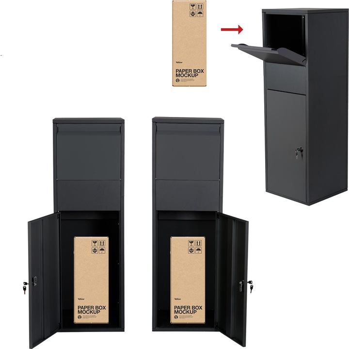 Produktbild Wiltec Paketkasten Standbriefkasten weiss 46x45x140cm Paketbox Zuhause Päckchen