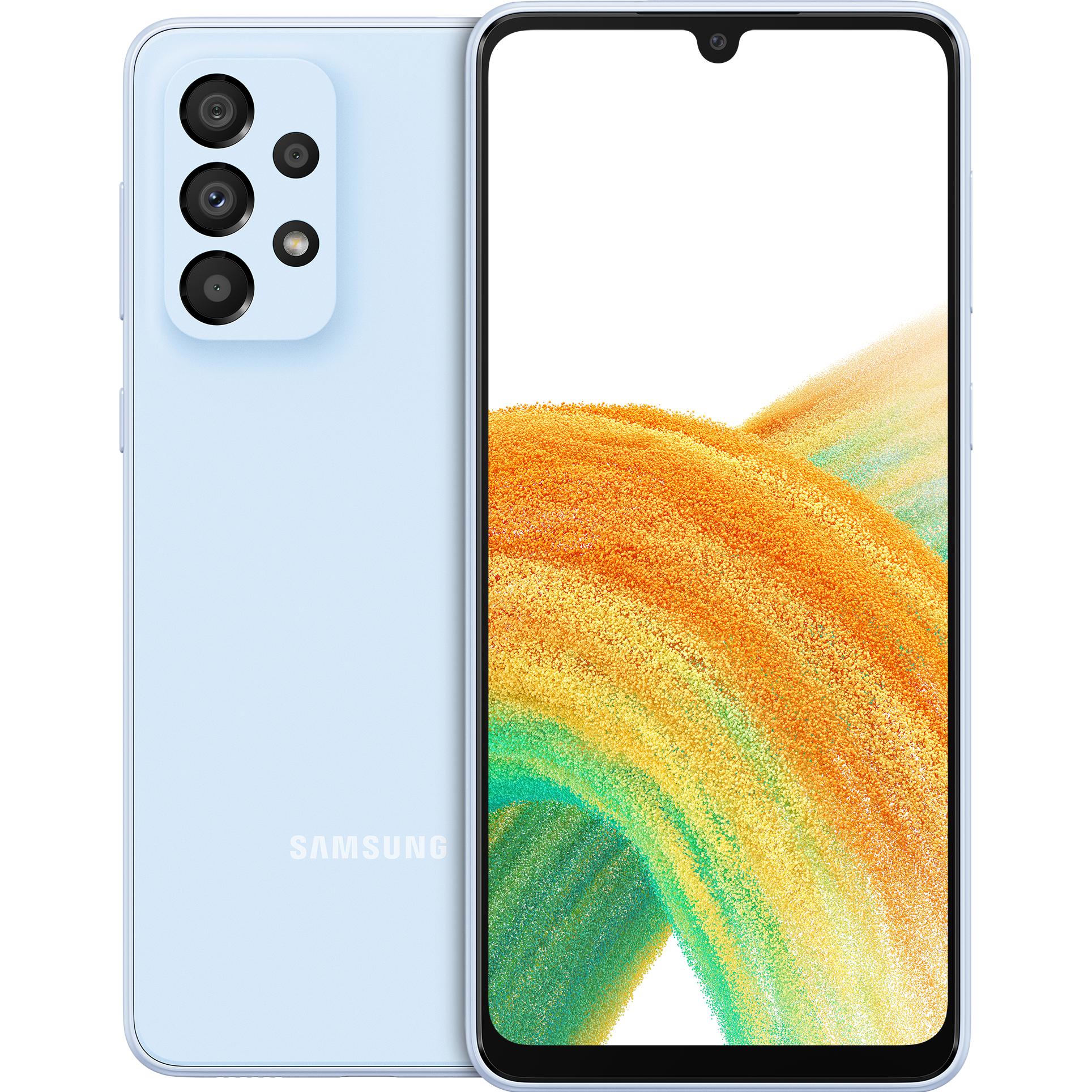 Samsung Galaxy A33 5G EU (128 GB, Awesome Blue, 6.40", Dual SIM, 5G), Smartphone, Blau