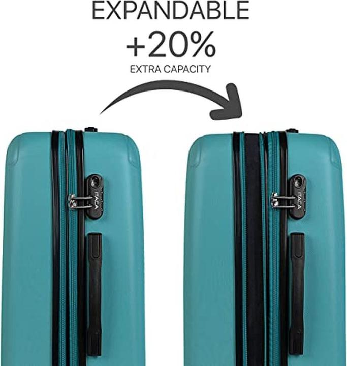Actual product image Itaca Extendable Rigid Lightweight Spinner Luggage with Combination Lock