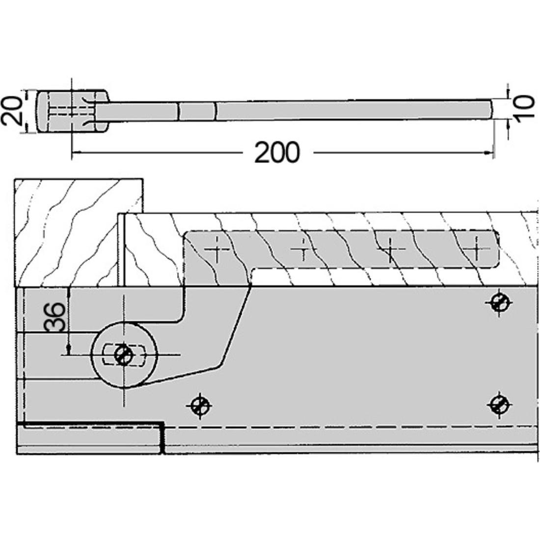 Dormakaba, Türöffner + Türschliesser, Türhebel 7411/56 für stumpf einschlagende Türen (Indoor)