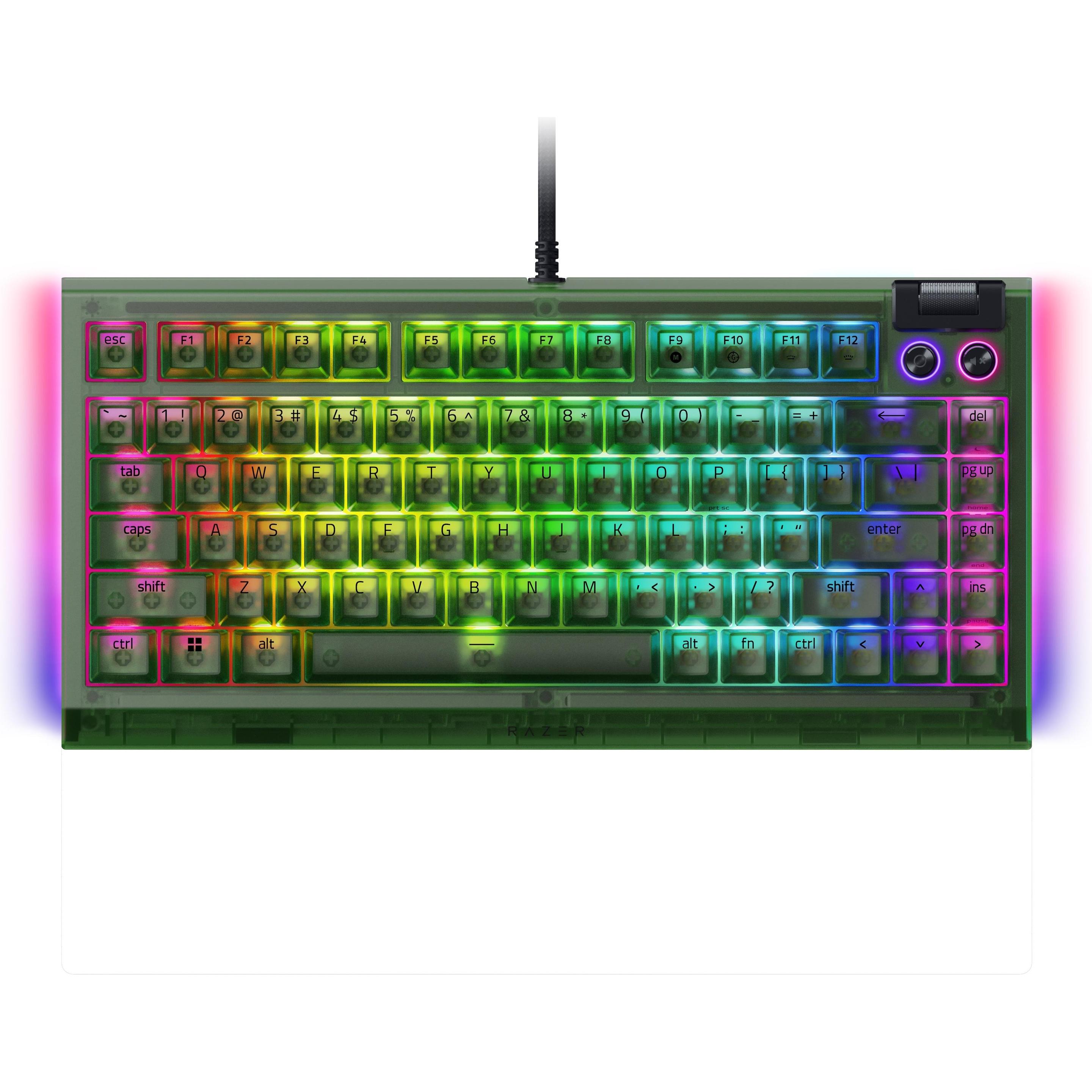 Razer Blackwidow V4 75% Phantom Green (USA, Kabelgebunden), Tastatur, Schwarz