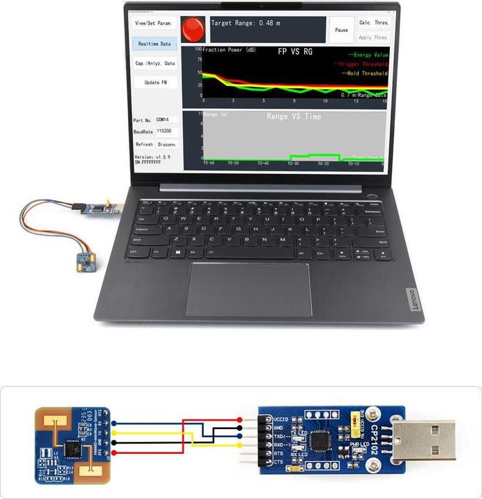 Image du produit WaveShare 24GHz HMMD mmWave Radar de personnes Capteur de présence S3KM1110