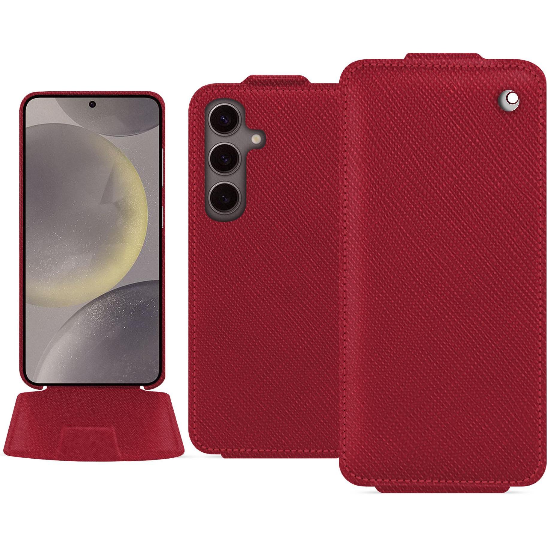 Thumbnail - Noreve Lederschutzhülle vertikal (Samsung Galaxy S24), Smartphone Hülle, Rot