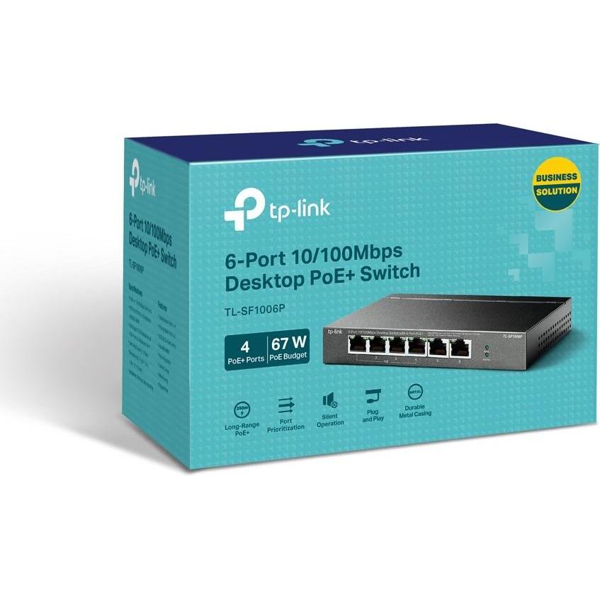 Thumbnail - TP-Link TL-SF1006P (6 Ports), Netzwerk Switch, Schwarz