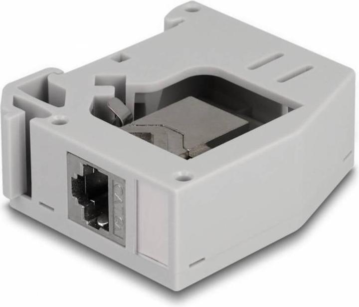 Image du produit Delock Adaptateur pour profilé chapeau avec module Keystone RJ45 femelle vers RJ45 femelle Cat.6A (Support de module Keystone)