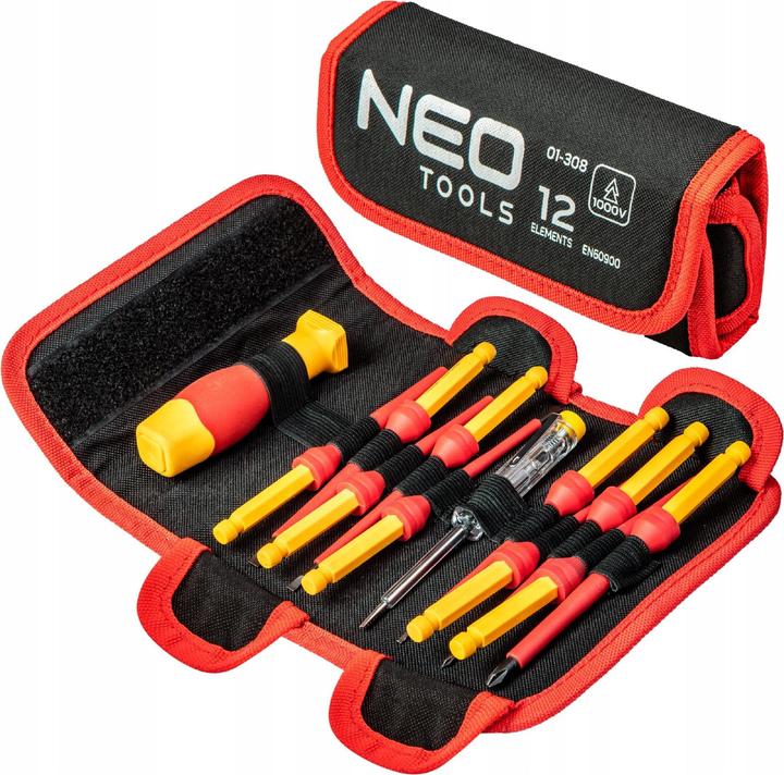 Produktbild Neo Schraubendreher-Bits mit Griff 1000 V 12 Stück (01-308)