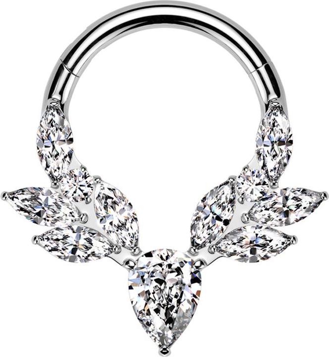 Image du produit Star Piercing Micro Segmentring klappbar silber Hirschgeweih Kristalle silber (sans laiton, Titane)