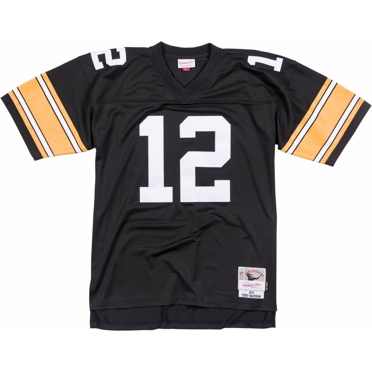 Mitchell & Ness, Herren, Sportshirt, NFL Legacy Jersey Pittsburgh Steelers 1976 Terry Bradshaw (M), Schwarz, M